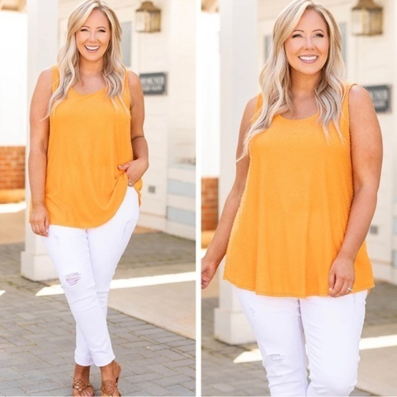 Chic Soul Swing Swiss Dot Cami Tank Top Plus Size Women’s SZ 3x Orange Boho - Picture 1 of 3